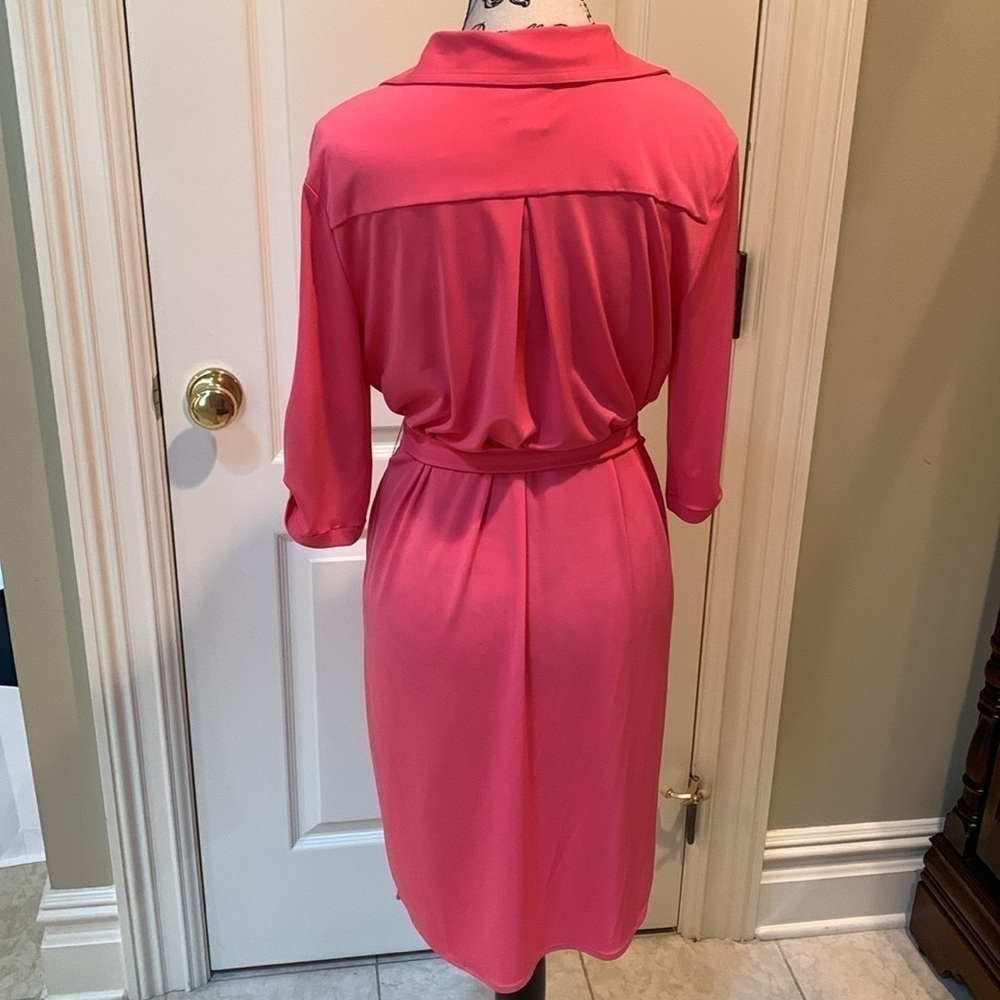 Calvin Klein hibiscus pink shirt dress. Size 6 - Picture 3 of 7